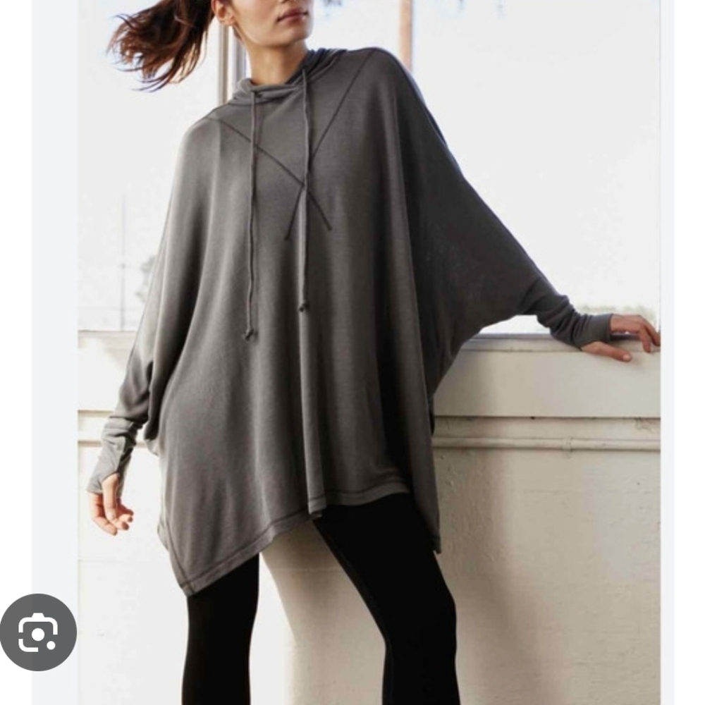 Free People Movement Swining' It Grey Hoodie Poncho Size XS